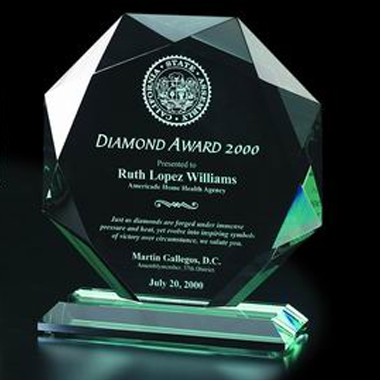 Diamond Jade Glass Award - Small