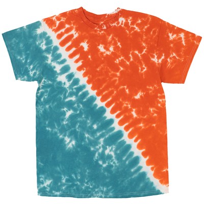 Orange/Aqua Team Diagonal Short Sleeve T-Shirt