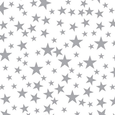 Precious Metals Silver Stars on White Wrapping Tissue (20"x30")