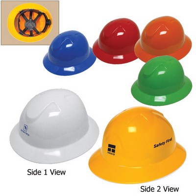 Full Brim Hard Hat W/6 Point Ratchet Suspension