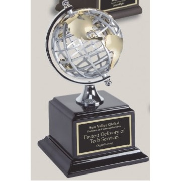 8.75" Metal Globe Award w/Black Base