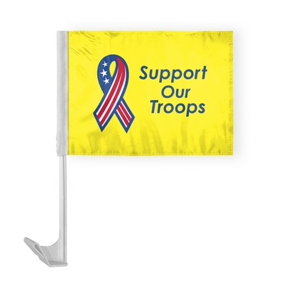 Support Our Troops Car Flags 10.5x15 inch Premium (yellow)