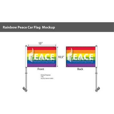 Rainbow Peace Car Flag 10.5"X15"