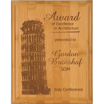 Bamboo Premium Wood Engraved Award Plaque 9"x12"