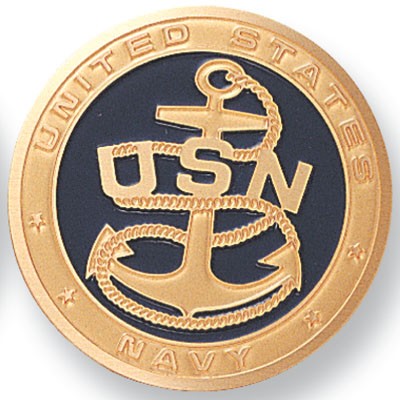 2" United States Navy w/Anchor Etched Enameled Medallion Insert Disc