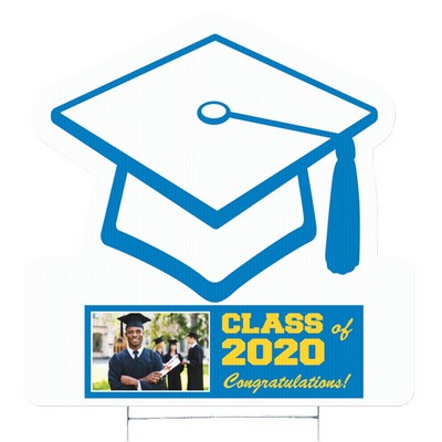 Graduation Cap Corrugated Vinyl Die Cut Yard Sign (24"x24") - Full Color