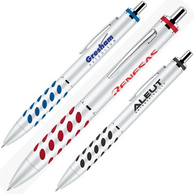 Aluminum Construction Click Action Ballpoint Pen w/ Colored Dot Grip