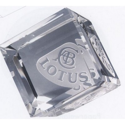 Clear Optical Crystal Standing Cube Paperweight (2"x2"x2")