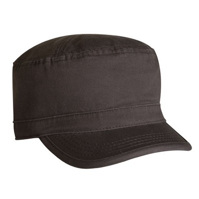 Laundered Chino Twill Military Cap w/Short Visor (Graphite Gray)