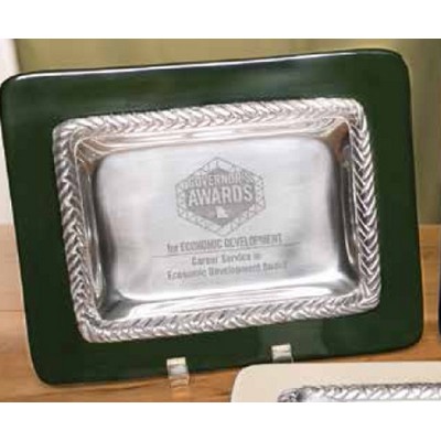 Silver/Hunter Green Fresno Vanity Tray