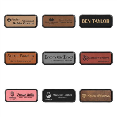 1" x 3" - Premium Leatherette Name Tags or Badges - Rectangular