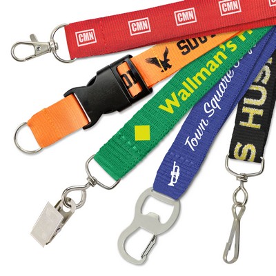 1" Custom Silkscreen Flat-Ribbed Polyester Lanyards