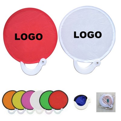 Polyester Folding Fan w/Plastic Handle