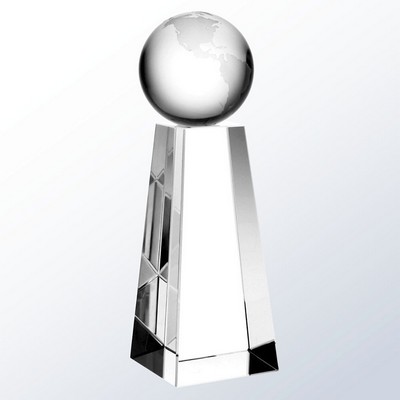 Optical Crystal Top of The World Globe Award, Small (2-3/8"x6")