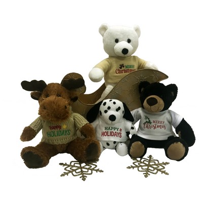 6" Holiday Plush Animals w/T-shirt