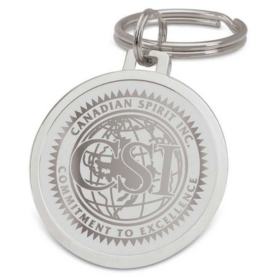 Silver Tone Medallion Key Ring w/Presentation Box