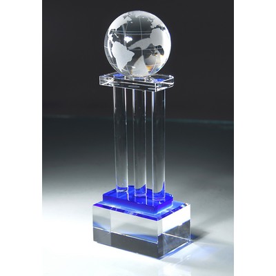 Crystal Magic Frosted Globe Award with Pillars (11-1/2"H)