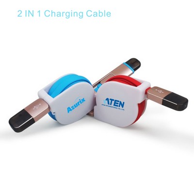 SCB03 3.3Ft/1M 2-in-1 Retractable Charging Cable