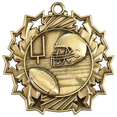 2 1/4" Ten Star Antique Finish Medal-Football