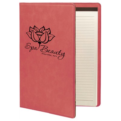 Pink 7" x 9" Portfolio with Notepad, Laserable Leatherette