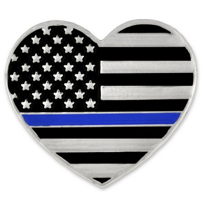 Thin Blue Line Heart Pin