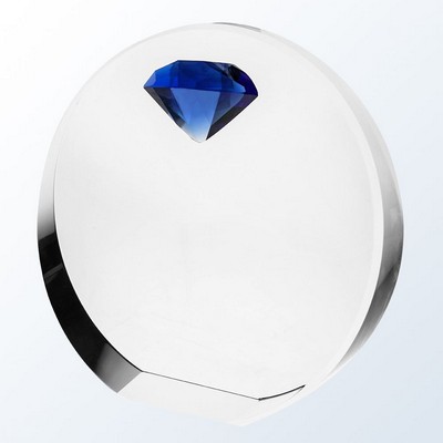 Blue Diamond Circle Optic Crystal Award - Large