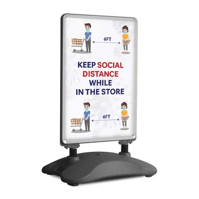 Safety Floor Sidewalk Sign Stands for Covid-19 Awareness - Keep Social Distance While in Store