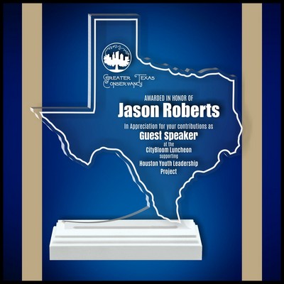 6" Texas Clear Acrylic Award with a Wood Base