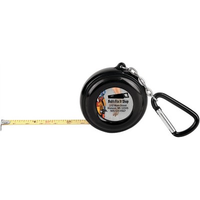 6-Foot Black Pocket Tape Measure W/Carabiner, 2-Sided