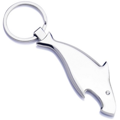 Metal Shark Bottle Opener Keychain