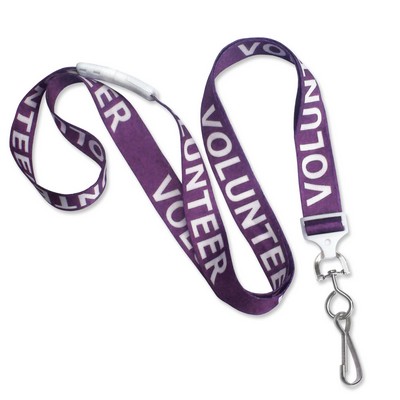 5/8" Pre-Printed Breakaway Lanyards with Swivel Hook, "Volunteer"