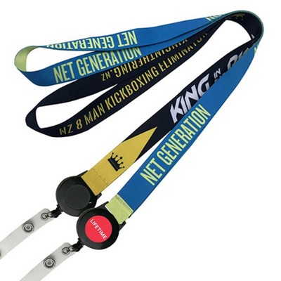 5/8" Dye Sublimation Lanyards w/ Retractable Badge Reel Combo