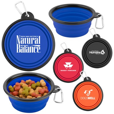 Collapsible Silicone Pet Bowl W/Carabiner