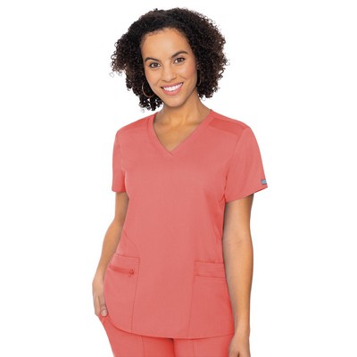 Med Couture Touch Women's V-Neck Knit Back Scrub Top