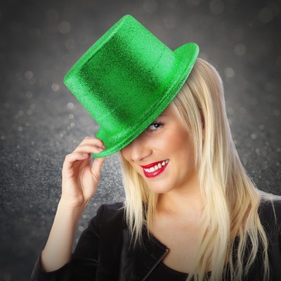 Green Glitter Top Hat