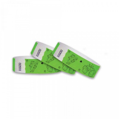 3/4" wide x 10" long - 3/4" Tyvek Drawn St Patrick's Day Wristbands Printed 1/0