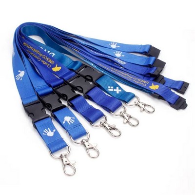 3/8 x 36 Polyester Silkscreen Lanyard with Safety Breakaway and Buckle Release