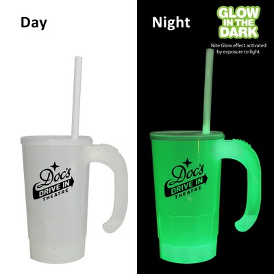 20 Oz. Nite Glow Stackable Beer Stein w/Straw & Lid Set