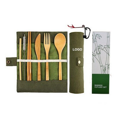 Travel-Friendly Utensil Set made of Bamboo for Reuse