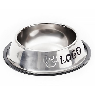 Stainless Steel Pet Bowl With Paw Print