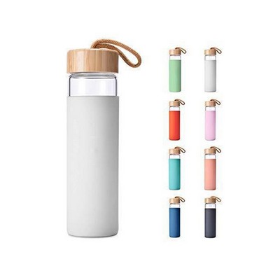 Sleek 20oz Glass Water Bottle: Hydrate in Style with Silicone Sleeve