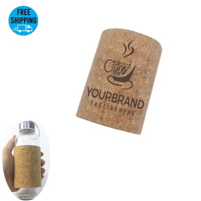 Reusable Compatible cork Coffee Cup/bottle Sleeve with elastic band