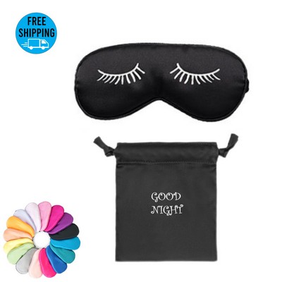 Satin adjustable Sleeping Eye Mask with drawstring pocket