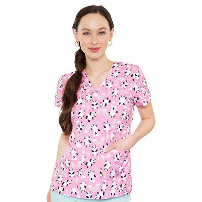 Med Couture - Prints - Women's V-Neck Print Scrub Top