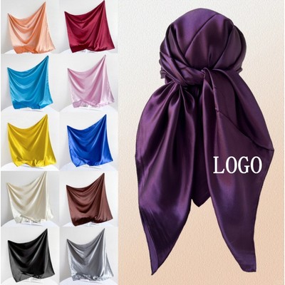 35" x 35" Women's Full Color Printed Glossy Satin Fabric Bandanna Head Scarf