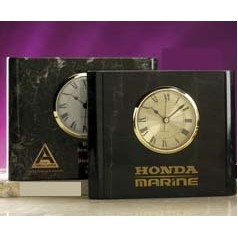 6" Black Genuine Marble Majestic Clock Award