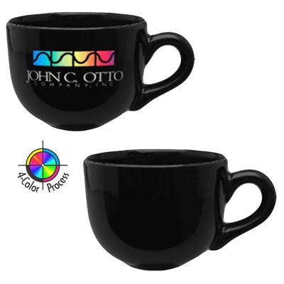 14oz Vitrified Black Latte Bowl Mug - 4 Color Process