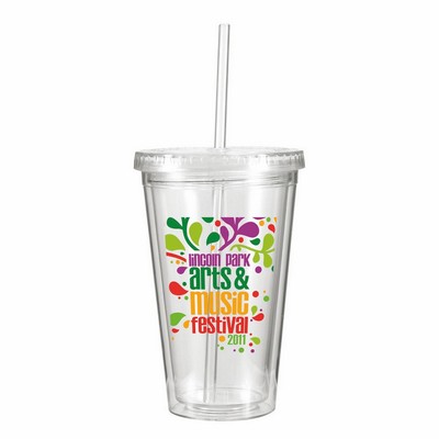 16 Oz. Victory Acrylic Tumbler w/Straw Lid (Full Color Digital)