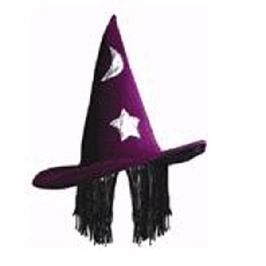 Terylene Witch Hat w/ Stars & Moon Pattern