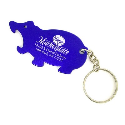 Hippo Aluminum Bottle Opener w/Key Chain (9 Week Production)